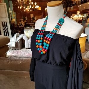 Multi Strand Colorful Resin Beaded Necklace 16"